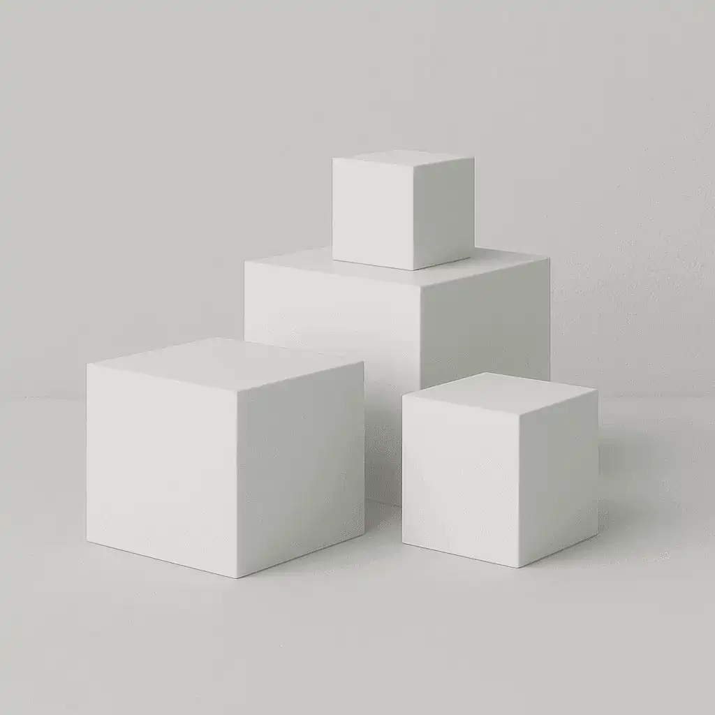 Minimalist white cube on clean background